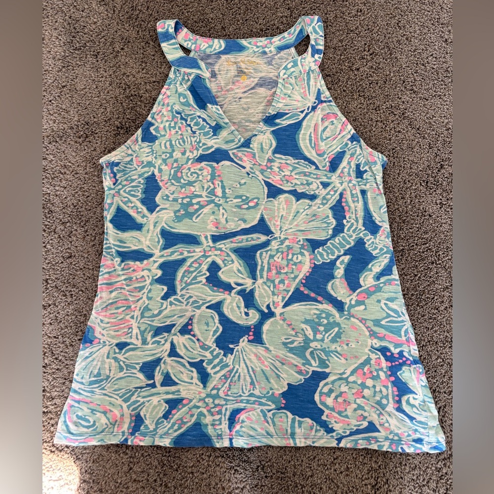Lilly Pulitzer Arya Bay Blue into the Deep Tank Top